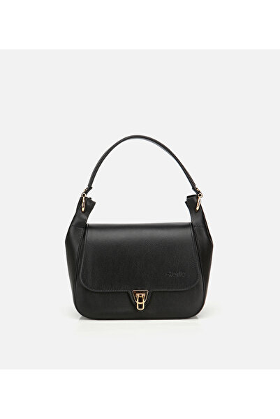 Hotiç Women's Leather Black Lock Detailed Shoulder Bag