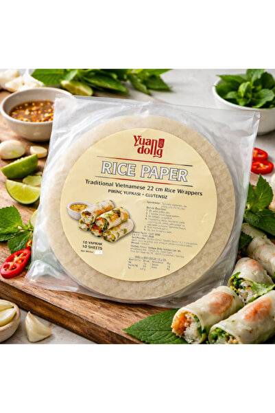 yuandong Pirinç Yufkası 10 Yaprak (22 cm) – Rice Paper | Vietnam Usulü Spring Roll Glutensiz
