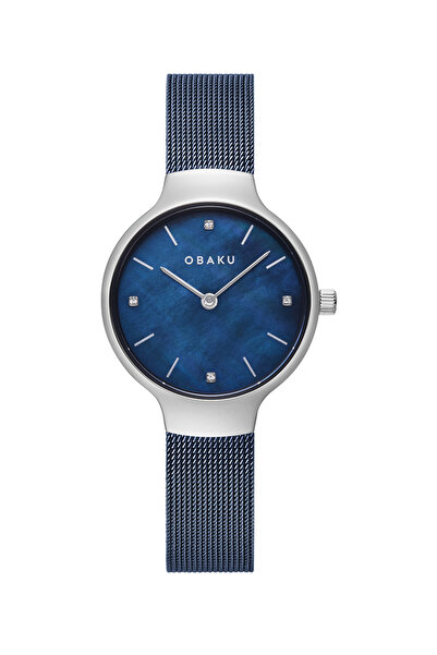 Obaku Denmark V241Lxclml Wicker Quartz Navy Blue 29 mm Women's Wristwatch