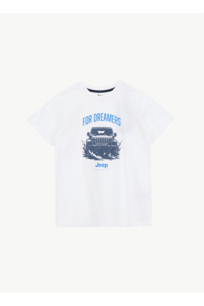 JEEP Beyaz Erkek Çocuk Baskılı T-Shirt J6SB-TST7672