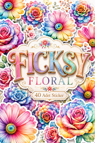 Ficksy مجموعة ملصقات الزهور الملونة بألوان قوس قزح - 40 قطعة من الملصقات