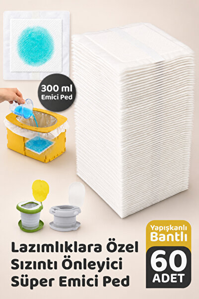 Guqqo Lazımlık Poşeti Sızıntı Önleyici Ped, 300ml Sıvı Emici, 60 adet, Bantlı