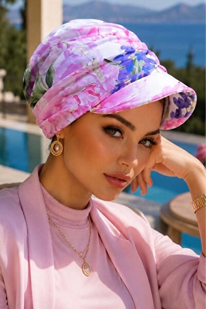 Aişe tesettür Powder Spring Flower Pattern Hijab Hat Bonnet