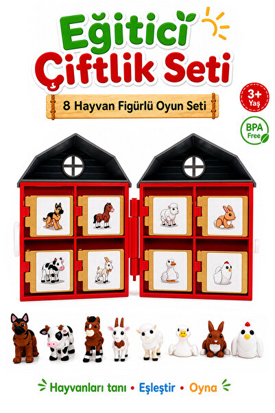 Noldor Eğitici Çiftlik Seti + 8 Hareketli Figür Oyuncak