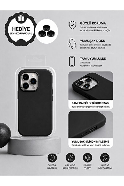 HYPERSOFT Iphone 16 Pro Max (6.9 inç) Uyumlu İçi Kadife Dışı Leke Tutmaz Prem...