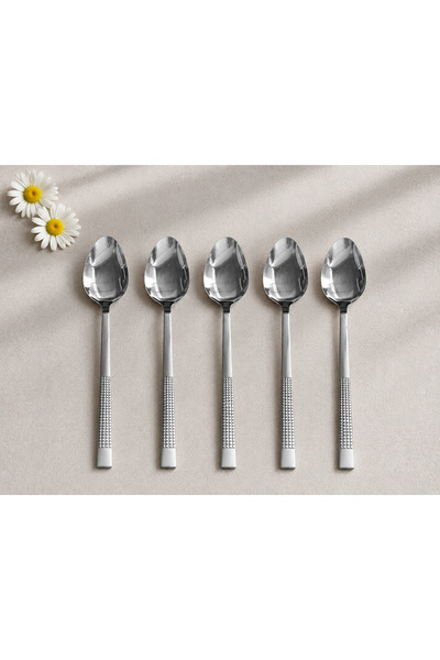 Gül Mutfak Dining Spoon Set of 6, Wicker Model, Stainless Steel 18/0