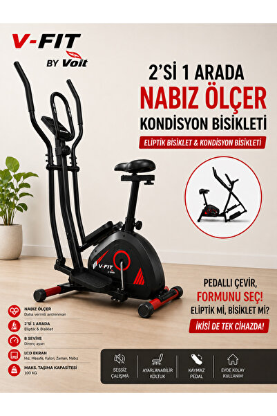 Voit V-FIT BY 2'si 1 Arada Nabız Ölçer Kondisyon Bisikleti - Eliptik Bisiklet...