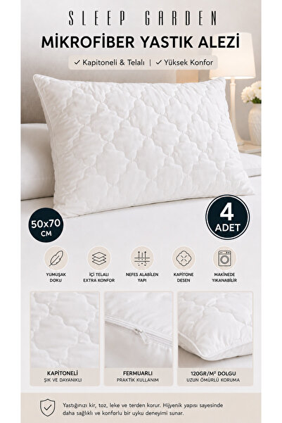 Sleep Garden Microfiber Yastık Korucu Alez Telalı 4 Adet
