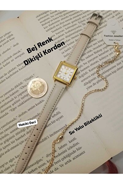 Brality Minimal Vintage Retro Women's Wristwatch - Gold Color Case... White D...