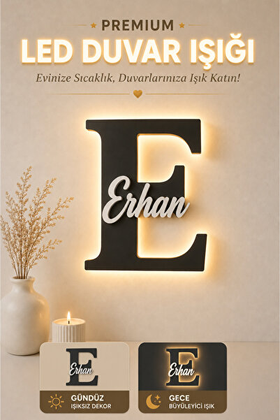 Design 4N LED Işıklı Kişiye Özel Harf Dekoru | Bebek & Çocuk Odası Duvar ve K...