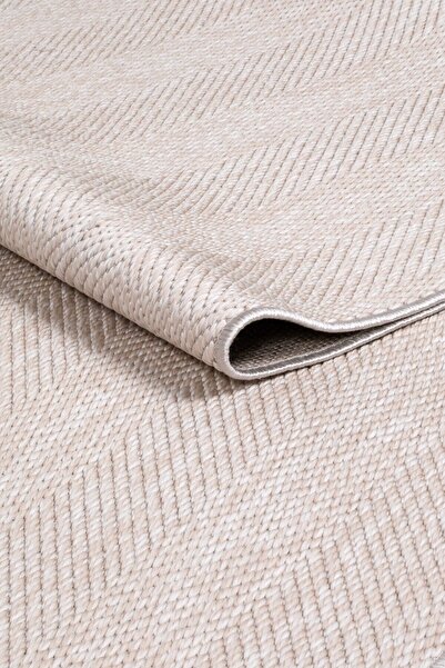 Valery Home Loom Yeni Nesil Bej Sisal Yumuşak Dokuma Mutfak Koridor Kilim Kaymaz Pamuk Taban Halı 7102A