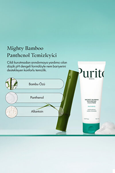 Purito Mighty Bamboo Hassas Ciltler Dahil Tüm Cilt Tipleri için Yüz Temizleme Köpüğü - 150 ml