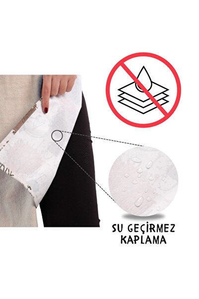 sevilya Damla Sıvı Geçirmez Su Geçirmez Mutfak Önlüğü Havlulu Mutfak Önlüğü (ELDİVEN VE TUTACAK)