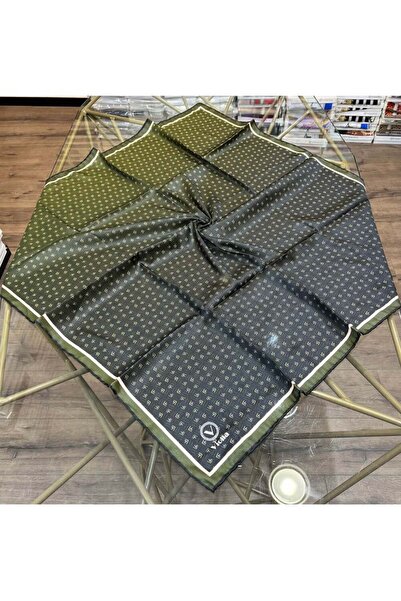 VİOLLA Kristal Minik Motifli Ve Degrade Desenli Haki Renkli 90x90 Eşarp (İpek...