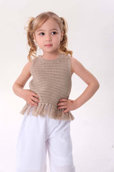 Sweet Luna Knitwear Top Ballon Linen Trousers Set