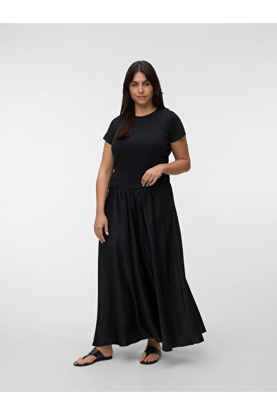 Veromoda Curve Gerader Rock VMCMIRA Mittlere Taille Langer Rock
