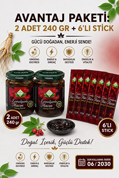 Themra Fatihgıda 2 Adet 240 Gr +1 Paket 6 Kullanımlık Epîmedyumlu Macun