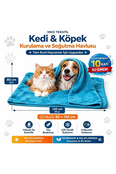 MKO TEKSTİL KÖPEK KURULAMA VE SOĞUTMA HAVLUSU 60 X 90 CM MİKROFİBER SÜPER SU ...