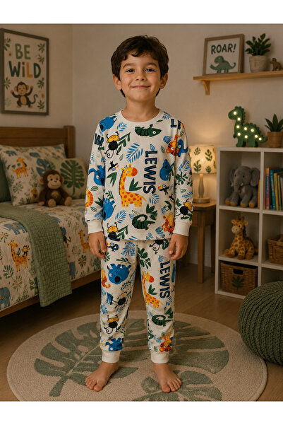 Pajama Shop Țesătură din bumbac pentru băieți Culoare albă cu căptușeală din ...