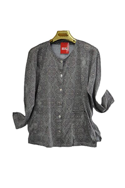 elma abone Plus Size Mother Paper Print Combed Cotton Blouse