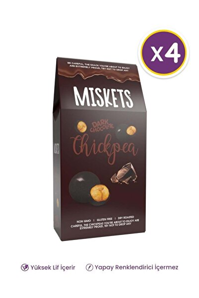 Miskets Bitter Çikolata Kaplamalı Leblebi Draje 80 gr x 4 Adet