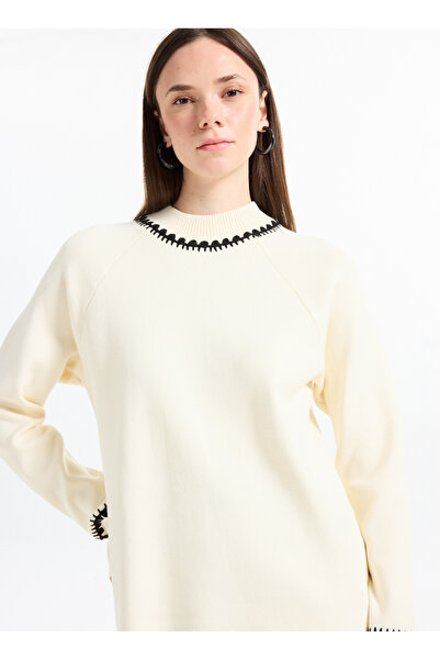 YAS. Yas Ekru Kadın Yuvarlak Yaka Kazak YASATHENO LS KNIT PULLOVER