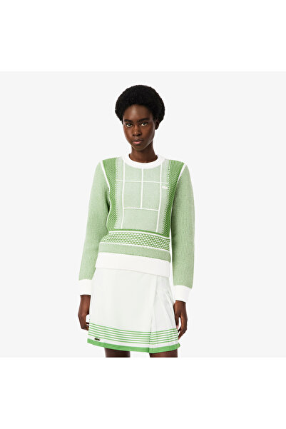 Lacoste كنزة صوفية بنقشة ملعب تنس - AF9867-00-4IN