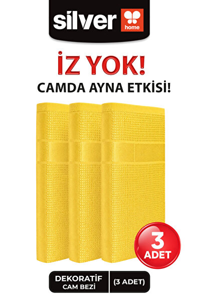 SİLVER HOME Mikrofiber 3lü Dekoratif Cam Bezi 42x68cm - Sarı