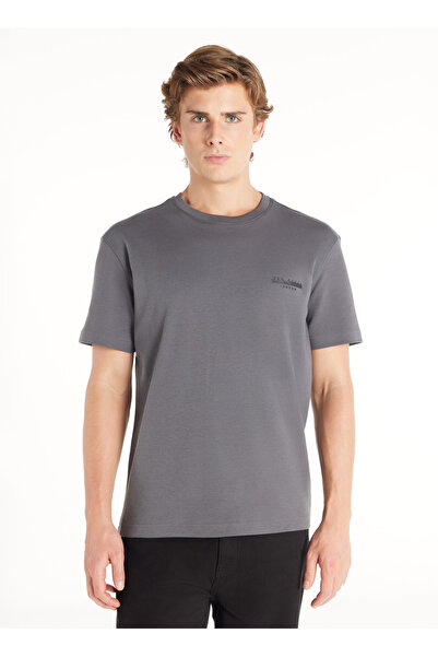 Ted Baker ANTRASİT LOGOLU BİSİKLET YAKA KISA KOLLU TSHİRT