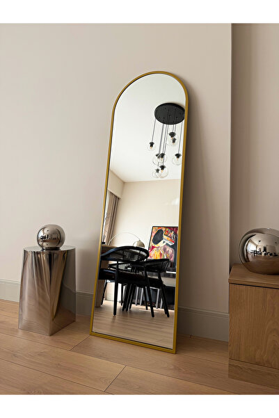 EFFE YAPI DEKOR Gold Metal Çerçeveli 160x40 CM Oval Ayaklı Boy Aynası