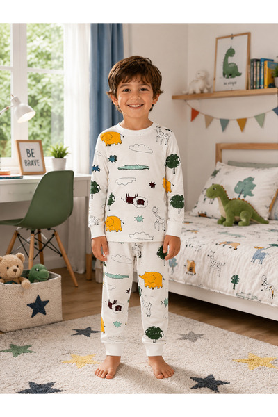 Fil Kids Set de pijamale sezoniere cu mânecă lungă, cu model de elefant, din ...