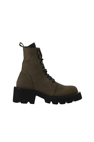 Bueno Shoes Жіночі чоботи з нубуку кольору хакі на плоскій підошві 01wt1700