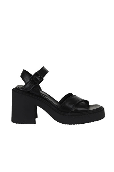 Bueno Shoes Sandale cu toc pentru femei din piele neagră 01wy12704