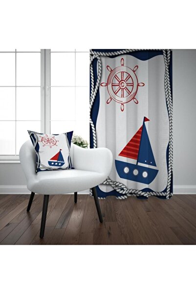 EVSEHOMES SAILOR 906 SHIP AND RUDDER CHILDREN'S ROOM FON CURTAIN SINGLE WING
