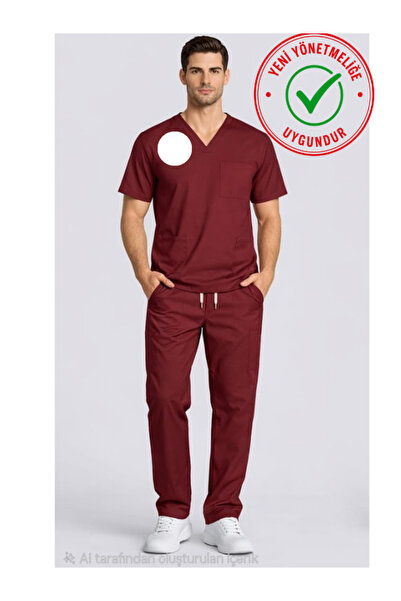 nutrix uniforma Bordo Logolu Sağlık Personeli Hastane Forması Likralı Scrubs ...