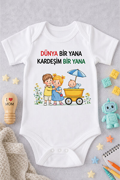 EYDUBABY هدية بدلة داخلية للأطفال مكتوب عليها ABİ KARDEŞ مصنوعة من القطن بنسب...