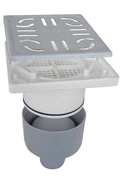 EVOSANITARY Sifon de pardoseală pătrat cu coloană verticală SV 100/150 mm 50 mm