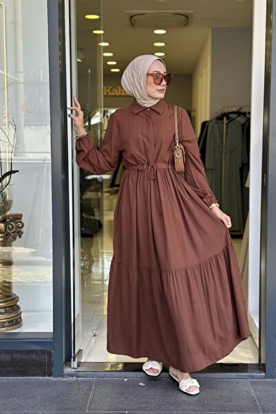 ZeroGap Women's Hijab Half-Buttoned Waist-Tie Dress