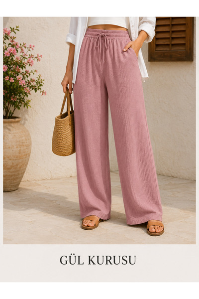 Erka Women's Muslin Trousers Wide Leg Summer Casual Pants