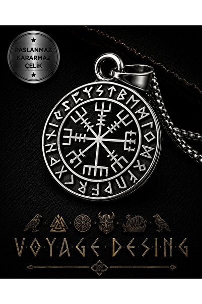 voyageaccessory Stainless Steel Nordic Rune Figured Vegvisir Viking Compass M...