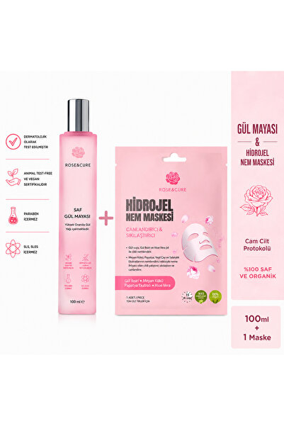 Rose and Cure Saf Gül Mayası ve Hidrojel Yüz Maskesi Seti