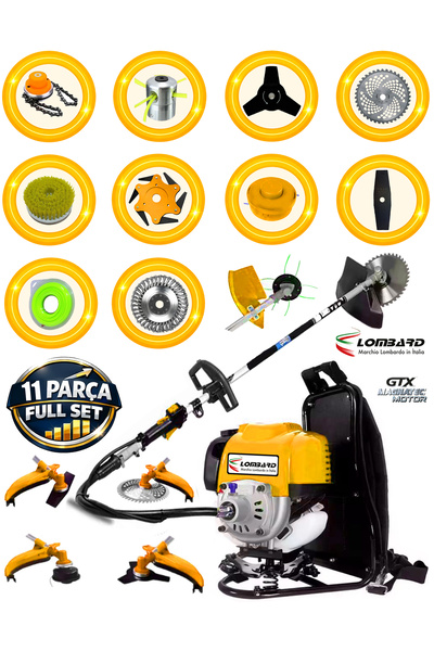 Cros LOMBARD İtalia 20 HP 7 İN 1 Sırt Tipi Benzinli Motorlu Ot Çalı Tırpanı Ç...