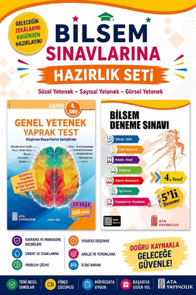 Ata Yayıncılık Ata 4.sınıf Bilsem Sınavlarına Hazırlık Test + 5 Li Deneme Sınavı