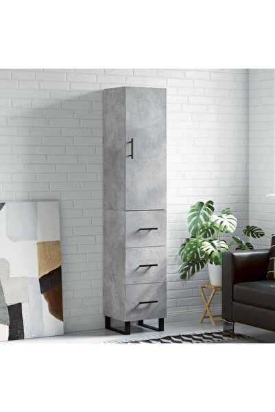 Concept Dulap înalt, gri beton, 34,5x34x180 cm, lemn prelucrat