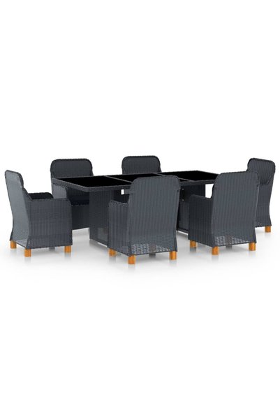 Concept Set mobilier exterior cu perne, 7 piese, gri închis, poliratan