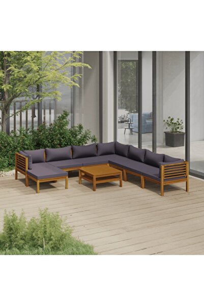 Concept Set mobilier de grădină cu perne, 9 piese, lemn masiv acacia