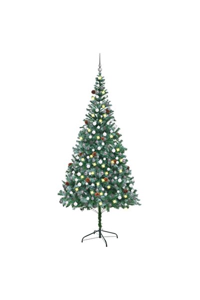 Concept Set brad de Crăciun artificial cu LED-uri/globuri/conuri 210 cm