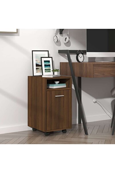 Concept Dulap lateral cu roți stejar maro 33x38x60 cm lemn prelucrat