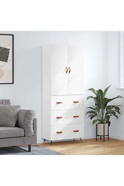 Concept Dulap înalt, alb, 69,5x34x180 cm, lemn compozit