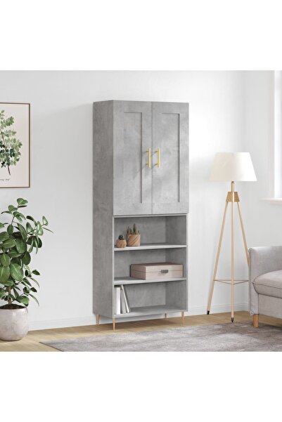 Concept Dulap înalt, gri beton, 69,5x34x180, lemn compozit